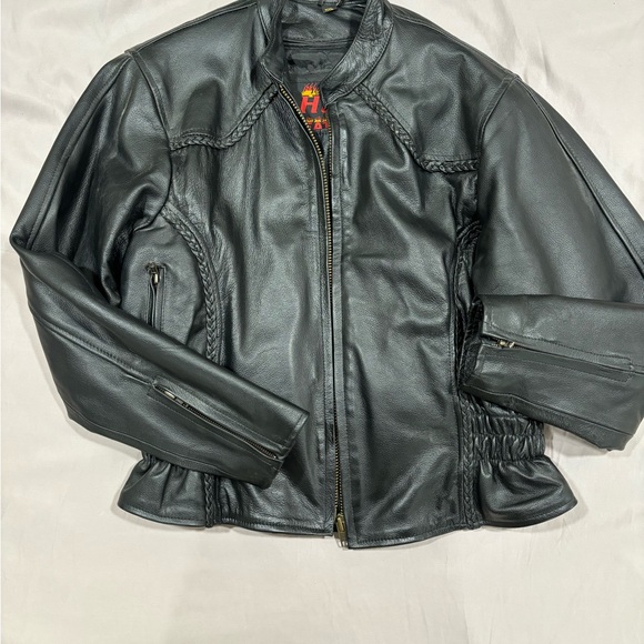 Ladies Leather Motorcycle Jacket - Picture 2 of 7